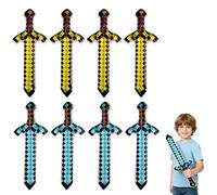 MUYAPAY 8 Pièces Épée Gonflable Pixel, Gonflables Jouet Epee Enfant Espadas Inflables de Juguete Pirata pour Enfants Fête à Thème D'anniversaire Halloween Costume Cosplay Fournitures (Gelbe+Blaue)