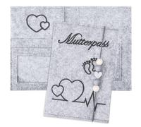 MUYAPAY Housse Gris Protège Carnet Santé Fermeture Éclair Feutre Bébé