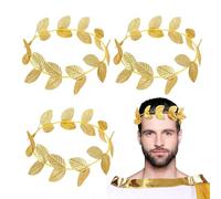 MUYAPAY Lot de 4 bandeaux à feuilles d'or - Coiffe romaine - Couronne de laurier - Coiffe grecque - Unisexe - Pour adulte - Accessoires de Noël