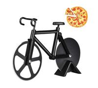 MUYAPAY Roulette Pizza pour Vélo Lames Super Tranchantes en Inoxydable, Coupe Pizza Antiadhésive, Couteau Pizza avec Cadre Fixe, Roulette à Pizza Couper des Pizzas et des Crêpes 18cm Noir