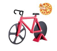 MUYAPAY Roulette Pizza pour Vélo Lames Super Tranchantes en Inoxydable, Coupe Pizza Antiadhésive, Couteau Pizza avec Cadre Fixe, Roulette à Pizza Couper des Pizzas et des Crêpes 18cm Rouge