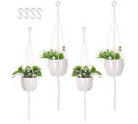 MUYAPAY Set of 4 Suspension Plante, Pot Suspendu Plante Interieur(n'inclut Pas Les Plantes, Boho Decorative Cotton Rope Hanging Basket, Flower Pot, Plant Holder, Hanger with 4 Metal Hooks for Indoor