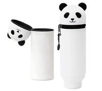 MUYAPAY Trousse Ecole 2 en 1 en Silicone Souple Kawaii Panda Pochette de Stylo, Trousse Silicone Verticale Crayons Souple Rétractable, Scolaire Plumier Sac Rangement Papeterie (Type A)