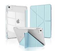 MuyDoux Coque Origami pour 11 Pouces iPad Air M2 2024 / M3 2025, 10,9" iPad Air 4 5 2020/2022 avec Porte-Stylet, 5 Positions Réglables, Étui Housse ArrièreTransparente Claire Antichoc, Bleu Clair