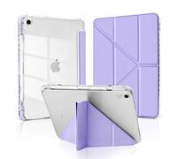 MuyDoux Coque Origami pour iPad 10e Génération 10,9" 2022 / iPad 11 Pouces (A16) 2025 avec Porte-Stylo intégré, 5 Positions Réglables, Étui Housse Acrylique Transparent Mince Antichoc, Violet Clair