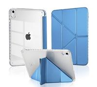 MuyDoux Coque Origami pour iPad 10e Génération 10,9 Pouces 2022 et iPad 11 (A16) 2025 avec Porte-Stylo intégré, 5 Positions Réglables, Étui Housse Acrylique Transparent Mince Antichoc, Bleu Foncé