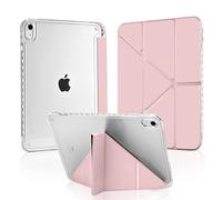 MuyDoux Coque Origami pour iPad 10e Génération 10,9 Pouces 2022 et iPad 11 Pouces (A16) 2025 avec Porte-Stylo intégré, 5 Positions Réglables, Étui Housse Acrylique Transparent Mince Antichoc, Rose