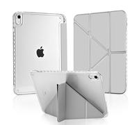 MuyDoux Coque Origami pour iPad 10e Génération 10,9 Pouces 2022 et iPad 11 Pouces (A16) 2025 avec Porte-Stylo intégré, 5 Positions Réglables, Étui Housse Acrylique Transparent Mince Antichoc, Gris