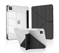 MuyDouxTech Coque pour iPad Pro 11 Pouces 2022/2021/2020/2018 (4e/3e/2e/1re Génération) avec Porte-Stylet, Support Vertical et Horizontal (5 Angles Pliables), Étui Dos Transparent Antichoc, Noir