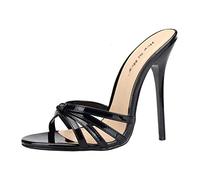 MUYEY 13CM Pantoufles Femmes Talons Aiguilles À Bout Ouvert Talons Dames Sexy Fête Chaussures À Talons Peep Toe Sandales Grande Taille Unisexe,Noir,40