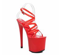 MUYEY Femme Talon Haut 20 Cm / 7.87In Escarpins Sexy Strip-Teaseuse Performance De Scène Pole Dance Discothèque Soirée Danse Talons Hauts Grandes Tailles Unisexe,Rouge,44 EU