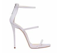 MUYEY Femmes Sandales À Talons Hauts Dames Prom Party Stiletto Chaussures De Grande Taille Unisexe 12CM,Blanc,36