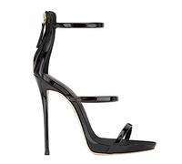 MUYEY Femmes Sandales À Talons Hauts Dames Prom Party Stiletto Chaussures De Grande Taille Unisexe 12CM,Noir,39