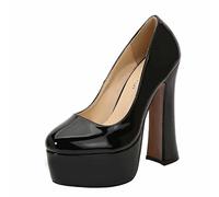 MUYEY Mesdames Talons Hauts, 14 Cm Talons Épais sans Lacets sur Les Pompes À Talons Aiguilles Chaussures À Bout Fermé Plateforme Grande Taille Unisexe,Noir,39 EU
