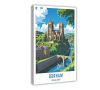MUYGGAFF Impression sur toile Cathédrale de Durham - Architecture historique de la ville britannique - Décoration murale pour salon, chambre à coucher - 30 x 45 cm