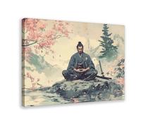 MUYGGAFF Musashi Miyamoto - Impression sur toile décorative - Motif guerrier zen - Décoration pour chambre à coucher, bureau, chambre - Cadeau - 40 x 60 cm