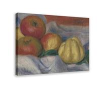 MUYGGAFF Nature morte Peinture à l'huile de campagne Pommes et citrouilles Impression sur toile Décoration murale pour salon, chambre à coucher 50 x 75 cm