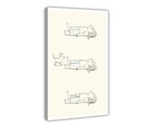 MUYGGAFF Poster sur toile amusant et humoristique avec chiot et petite fille - Décoration de chambre à coucher, bureau, chambre - Cadeau 40 x 60 cm
