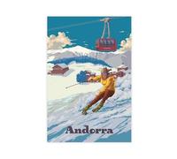 MUYGGAFF Poster sur toile tourisme d'Andorre - L'art du ski dans les Pyrénées - Décoration murale pour salon, chambre à coucher - 40 x 60 cm