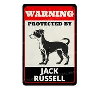 MUYIASER Panneau « Beware of Dog » pour clôture d'avertissement protégé par Jack Russell - Panneau en métal d'aluminium - Panneau d'avertissement pour cour, maison, cuisine, ferme, jardin - 20,3 x