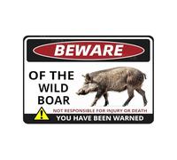 MUYIASER Panneau « Beware Of The Wild Boar » « You Have Been Warned » - Panneau d'avertissement en métal d'aluminium pour porte de zoo, clôture, porte, cour, décoration murale - 20,3 x 30,5 cm