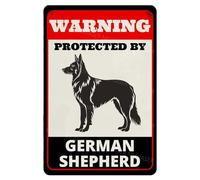MUYIASER Panneau d'avertissement « Beware of Dog » pour clôture « Protected by German Shepherd » - En aluminium - Panneau d'avertissement pour cour, maison, cuisine, ferme, jardin, décoration murale