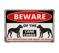 MUYIASER Panneau d'avertissement en aluminium avec inscription « Beware Of The Dog Cane Corso » pour clôture, cour, maison, cuisine, ferme, jardin, décoration murale 20,3 x 30,5 cm