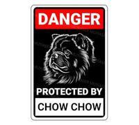 MUYIASER Panneau d'avertissement en aluminium « Danger Protected By Chow Chow Beware Of Dog » - 20,3 x 30,5 cm