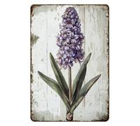 MUYIASER Plaque en métal vintage en forme de fleur de jacinthe - Plaque en métal rétro en aluminium pour chambre, jardin, maison, bar, café - 20,3 x 30,5 cm