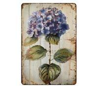 MUYIASER Plaque en métal vintage en forme de fleur d'hortensia - Plaque en métal rétro en aluminium pour chambre, jardin, maison, bar, café - 20,3 x 30,5 cm