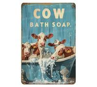 MUYIASER Plaque en métal vintage en forme de vache pour salle de bain, savon, décoration de chambre, jardin, maison, bar, café, 20,3 x 30,5 cm
