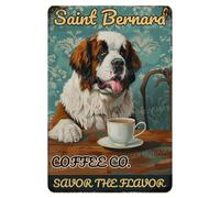 MUYIASER Plaque en métal vintage Saint Bernard Coffee Co - En aluminium - Pour toilettes, toilettes, jardin, maison, bar, café - 20,3 x 30,5 cm