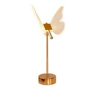 Muyilanc Lampe de Bureau LED USB Butterfly Acrylic Or Rétro 1800 MAh Rechargeable pour Ambiance, Veilleuse de Luxe pour Salon, Décoration de Chambre, Luminaire Art Déco pour Hôtel, Villa