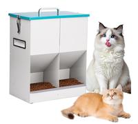 MUYIRTED 10L Distributeur Croquettes Chat Automatique À 2 Bols, Distributeur De Nourriture pour Secs en Métal, Distributeur Croquette pour Chats Et Petits Chiens, Mangeoire