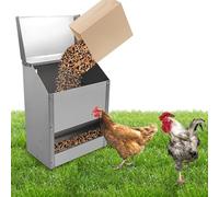 MUYIRTED Mangeoire Automatique Poule, 10 Kg Distributeur Graines Poules en Acier Inoxydable, Accessoires Poulailler pour Volaille, Pigeons, Mangeoire Exterieur À Suspendre