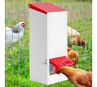 MUYIRTED Mangeoire Poules Anti Nuisible 3kg, Distributeur de Nourriture pour Poules Automatique, Anti Pluie, Suspendue, Alimentation Métal pour Exterieur