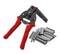MUYIRTED Pince A Grillage Avec 600 Agrafe, Agrafeuse Automatique De Clôture De Pince, Pinces À Anneaux, Pour Afixation Gabion, Cages, Rouge