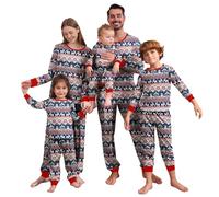 MUYOGRT Pyjama de Noël Famille Combinaison Pyjama Maison Chaud Jumpsuit Costume Famille Pyjamas Impirmé de Noël Couple Ensemble Femme Homme Fille BéBé Garçon Printemps Automne Hiver (#47,Enfant)