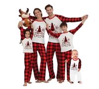 MUYOGRT Pyjama de Noël Famille Combinaison Pyjama Maison Chaud Jumpsuit Costume Famille Pyjamas Impirmé de Noël Couple Ensemble Femme Homme Fille BéBé Garçon Printemps Automne Hiver (#54,Mère)