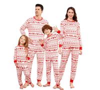 MUYOGRT Pyjama de Noël Famille Combinaison Pyjama Maison Chaud Jumpsuit Costume Famille Pyjamas Impirmé de Noël Couple Ensemble Femme Homme Fille BéBé Garçon Printemps Automne Hiver (#73,Enfant)