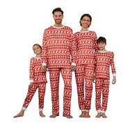 MUYOGRT Pyjama de Noël Famille Combinaison Pyjama Maison Chaud Jumpsuit Costume Famille Pyjamas Impirmé de Noël Couple Ensemble Femme Homme Fille BéBé Garçon Printemps Automne Hiver (#44,Enfant)