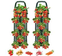 Muyohix 2 Pièces Sac de Plantation de Fraise, Suspension de Sacs de Culture pour Fraises, Respirant Sac de Plantation avec 8 Trous, pour Jardin, Fraises, Fleurs, Tomates, Légumes (Vert)