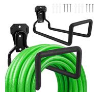 Muyohix 2 Pièces Support de Tuyau d'Arrosage, Support de Tuyau d'Arrosage en Métal Robuste, Enrouleur de Tuyau, Organisateur pour Outils de Garage et de Jardin, Crochets Muraux Universels Suspendus