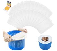 Muyohix 25 Pièces Chaussettes Skimmer Piscine, Pool Skimmer Socks, Piscine Filtre Skimmer Reutilisable, Chaussette Filtre Piscine avec Bandelettes de Test PH pour Nettoyer Les Déchets de la Piscine