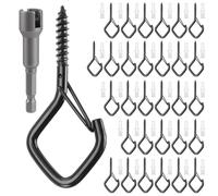 Muyohix 30 Pièces Crochet à Visser, Piton à Visser Crochet Muraux, Crochets de Plafond avec Boucle de Sécurité, Crochets à Vis en Acier Inoxydable pour Plantes, Mangeoires à Oiseaux, Lanternes(Noir)