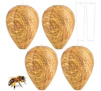 Muyohix 4 Pièces Leurre de Nid de Guêpe, Faux Nids de Guêpes à Suspendre, Faux Nid de Frelons Imperméable, Dissuasive Efficace Leurres de Nid de Guêpe Piège à Guêpes pour Maison, Jardin Extérieur