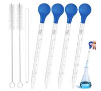 Muyohix 4 Pièces Pipettes en Verre, 10ml Pipette Graduée en Verre avec Tige d'agitation en Verres et Brosse, Graduées Compte Gouttes Pour Pharmacie, Parfum, Laboratoire, Huiles Essentielles