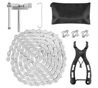 Muyohix 6/7/8 Chaîne de Vélo, 1/2 x 3/32 Pouces 116 maillons, Kit de Réparation de Chaine de Vélo en Acier Inoxydable avec Casse-chaîne, Pince à Chaîne de Vélos et 3 Paires de Cadenas de Chaine