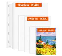 Muyohix 6 Pièces Toile Peinture, Toile À Peindre Pré-Étirée 30x20, 20x15, 15x10 cm Toile Vierge Blanches Tendues Coton Sans Acide pour Acryliques, Peintures à l'huile, Gouache