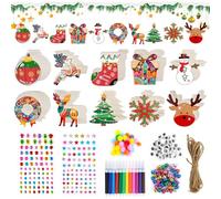 Muyohix 60 Pièces Decorations de Noël en Bois de Pendentifs, Sapin de Noël en Bois à Peindre, Décorations Sapin avec Stylo, Corde, Cloche